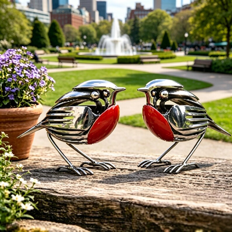 Bring Good Fortune and Beauty into Your Home with the Robin Scrap Metal Art Sculpture 🕊️✨