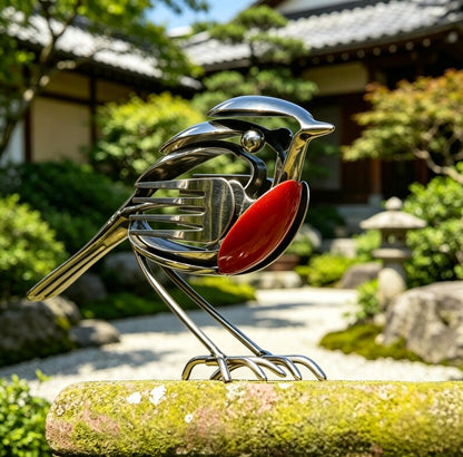 Bring Good Fortune and Beauty into Your Home with the Robin Scrap Metal Art Sculpture 🕊️✨