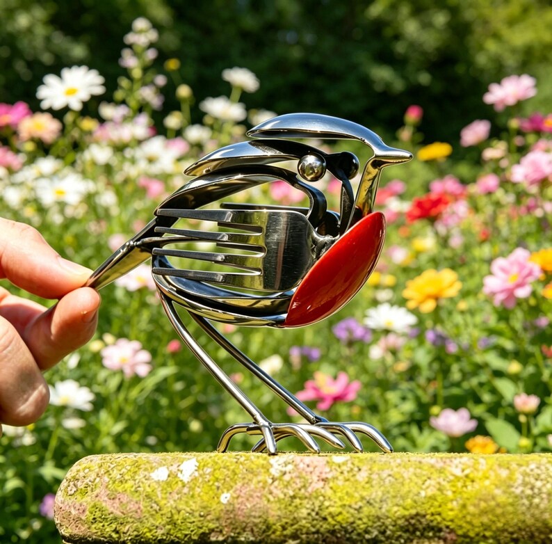 Bring Good Fortune and Beauty into Your Home with the Robin Scrap Metal Art Sculpture 🕊️✨