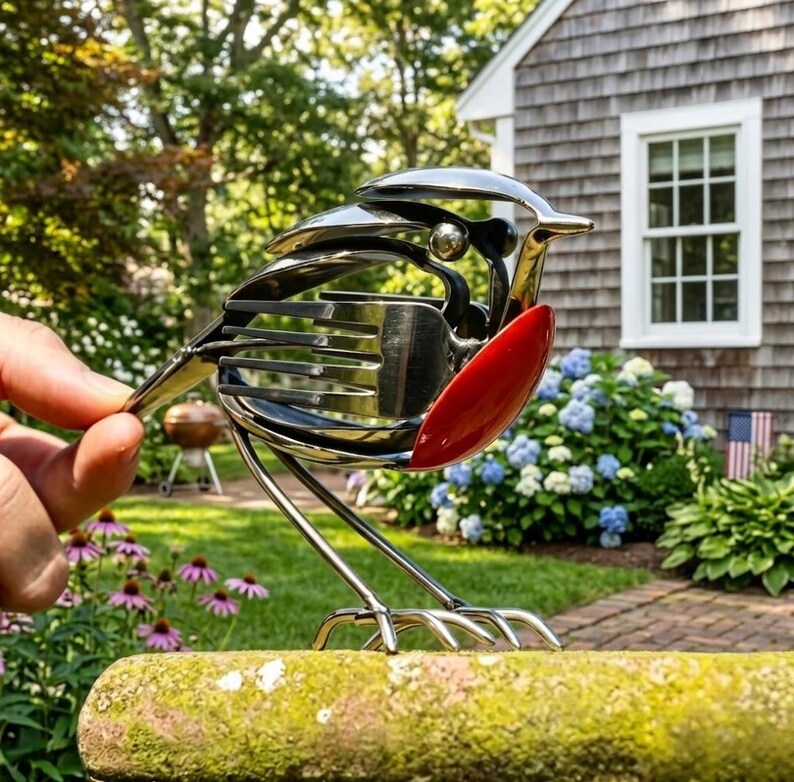 Bring Good Fortune and Beauty into Your Home with the Robin Scrap Metal Art Sculpture 🕊️✨