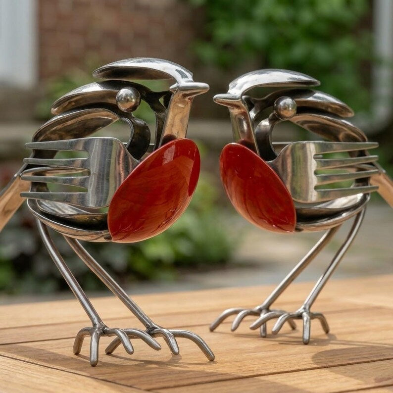 Bring Good Fortune and Beauty into Your Home with the Robin Scrap Metal Art Sculpture 🕊️✨
