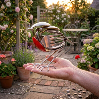 Bring Good Fortune and Beauty into Your Home with the Robin Scrap Metal Art Sculpture 🕊️✨
