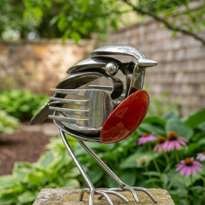 Bring Good Fortune and Beauty into Your Home with the Robin Scrap Metal Art Sculpture 🕊️✨